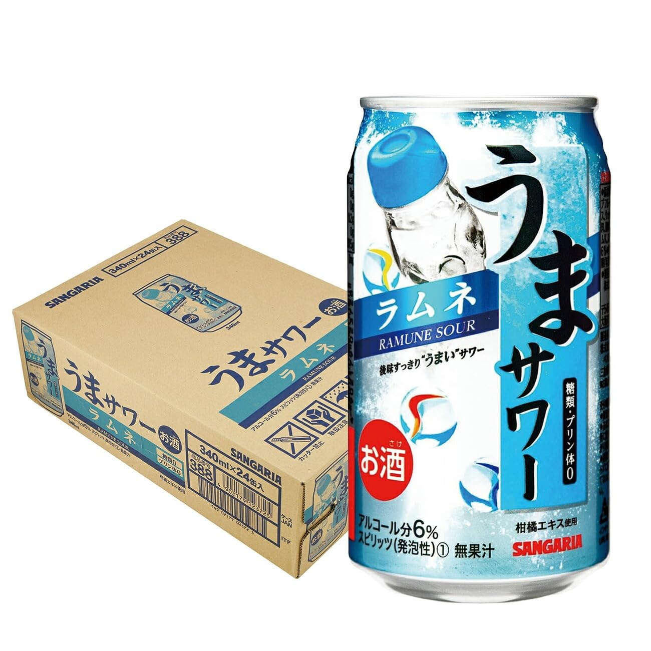 Amazon.co.jp: サンガリア うまサワー ラムネ 340ml×1ケース/24本